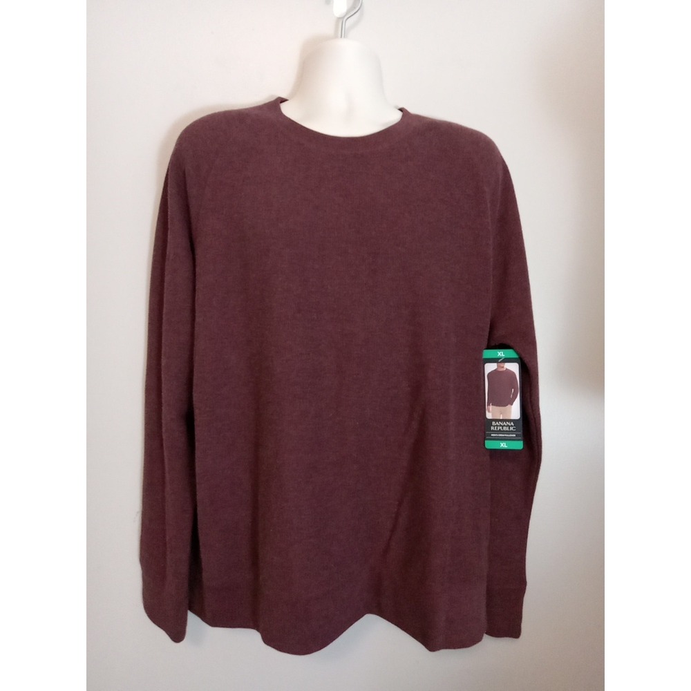 banana republic Men Heather Red Crew Neck Longsleeve Pullover  Sweater Size XL‎